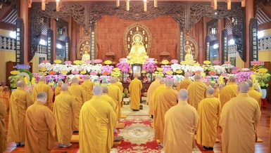 Trang nghiêm Lễ tưởng niệm húy nhật lần thứ 38 Hòa thượng Thích Nhật Lệ tại chùa Hải Quang (P.Tân Sơn Hòa, TP.HCM) - Ảnh: Nguyên Tài/BGN