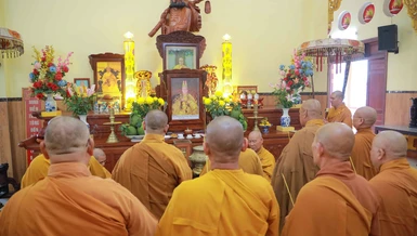 Lễ tưởng niệm tuần Tiểu tường Trưởng lão Hòa thượng Thích Tịnh Hạnh tại chùa Phật Bửu (xã Xuân Thới Sơn, TP.HCM) - Ảnh: Nguyên Tài/BGN