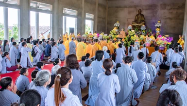 Quang cảnh Lễ an vị Phật, tưởng niệm Hòa thượng Thích Thiện Đạt tại chùa Lộc Tân (xã Tam Xuân, TP.Đà Nẵng)