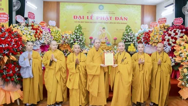 Tân Ban Đại diện Phật giáo liên xã Yên Khánh nhận quyết định chuẩn y nhân sự