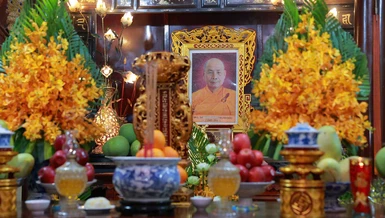 Giác linh đài Hòa thượng Thích Trung Hậu tại chùa Linh Thái (xã Xuân Thới Sơn, TP.HCM)