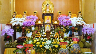 Giác linh đài Hòa thượng Thích Chơn Trí tại chùa Phước Trí (xã Hóc Môn, TP.HCM) 