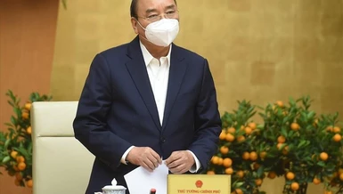 Thủ tướng Nguyễn Xuân Phúc chủ trì cuộc họp Thường trực Chính phủ về phòng chống Covid-19. Ảnh: VGP/Quang Hiếu