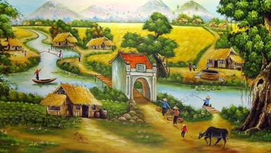 Tranh làng quê Việt Nam - Ảnh minh họa