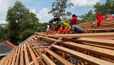 Thượng lương, an vị long cốt ngôi tổ đường chùa Phúc Khánh