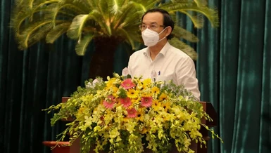 Bí thư Thành ủy TP.HCM Nguyễn Văn Nên phát biểu kết luận hội nghị - Ảnh: Thảo Lê