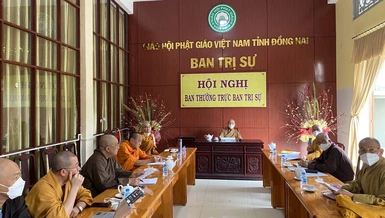 Quang cảnh buổi họp của Ban Thường trực Ban Trị sự Phật giáo tỉnh Đồng Nai