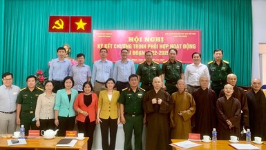 Hội nghị ký kết chương trình phối hợp hoạt động giữa Ban Trị sự GHPGVN quận Phú Nhuận với Bộ Chỉ huy Quân sự quận giai đoạn 2022-2025