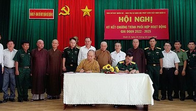 Lễ ký kết chương trình phối hợp hoạt động diễn ra tại Ban Chỉ huy Quân sự quận 8 (122 Lê Quyên, phường 5, quận 8, TP.HCM)