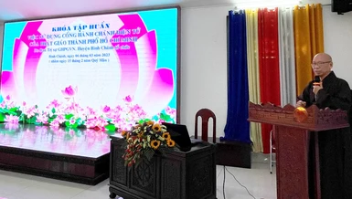 Khóa tập huấn sử dụng cổng hành chánh điện tử của Phật giáo TP.HCM cho Tăng Ni H.Bình Chánh tại tu viện Tường Vân