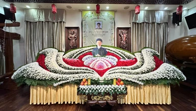 Di ảnh cố Nghệ sĩ Nhân dân Diệp Lang tại lễ đường chùa Tường Nguyên 