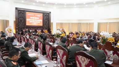 Quang cảnh Hội thảo “Phật giáo với sự nghiệp bảo vệ an ninh quốc gia, bảo đảm trật tự, an toàn xã hội” tại hội trường Trúc Lâm - Học viện Phật giáo VN tại Hà Nội