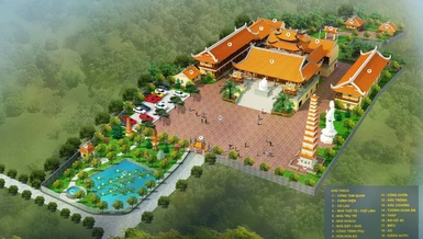 Phối cảnh tổng thể của công trình chùa Tạnh (Long Tỉnh thiền tự)