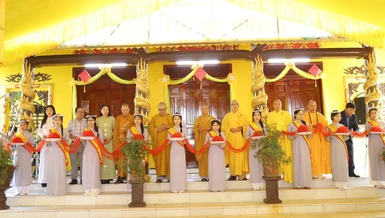 Cắt băng khánh thành ngôi chánh điện chùa Lương Phước (H.Hải Lăng, Quảng Trị)