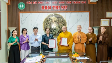 Lễ ký kết phối hợp các chương trình hoạt động năm 2024 giữa Ban Trị sự GHPGVN tỉnh Thanh Hóa và Ủy ban MTTQVN tỉnh diễn ra tại Văn phòng Ban Trị sự - chùa Đại Bi (TP.Thanh Hóa)