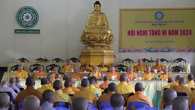 Hội nghị Tăng Ni năm 2024 diễn ra tại giảng đường tổ đình Từ Đàm, chiều 29-4