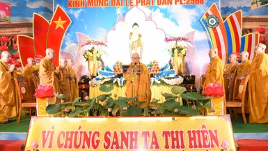 Trưởng lão Hòa thượng Thích Như Tín tuyên đọc Thông điệp Đại lễ Phật đản Phật lịch 2568 của Đức Pháp chủ GHPGVN