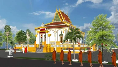 Mô hình chánh điện mới của chùa Kompong Đôn 