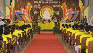 Khóa tu “Vườn tuệ nở hoa tâm” tại chùa Phước Quang (xã Nhân Cơ, H.Đắk R’Lấp, tỉnh Đắk Nông) thu hút 250 bạn trẻ tham gia