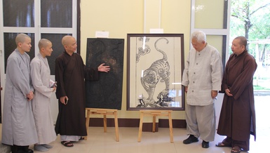 Ván khắc “Sư tử tòa” - một trong những tranh đồ họa đặc biệt dưới triều Nguyễn thường dùng trong nghi lễ Phật giáo 