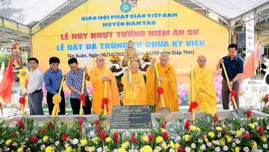 Chính thức đặt đá khởi công trùng tu chùa Kỳ Viên (H.Hàm Tân, Bình Thuận)