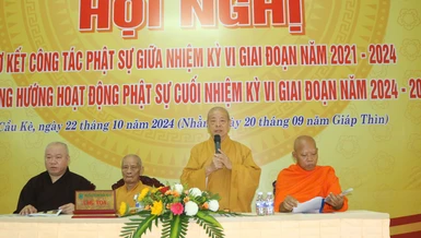 Hòa thượng Thích Trí Minh, Trưởng ban Trị sự GHPGVN H.Cầu Kè phát biểu khai mạc