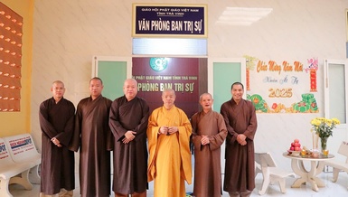 Lưu niệm buổi họp mặt đầu năm Ất Tỵ tại Văn phòng Ban Trị sự - chùa Lưỡng Xuyên (TP.Trà Vinh, tỉnh Trà Vinh)