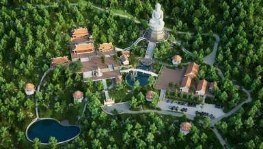 Phối cảnh tổng thể chùa Long Đàm sau khi hoàn thành