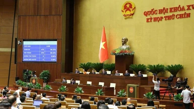 Đại biểu thông qua Nghị quyết sửa đổi, bổ sung một số điều của Hiến pháp năm 2013 - Ảnh: Hoàng Phong