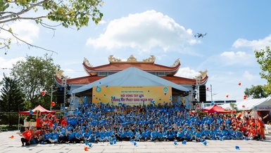 Hội trại Tuổi trẻ Phật giáo (xã Phước Lý, tỉnh Tây Ninh) có gần 800 trại sinh đến từ 10 ngôi chùa trên địa bàn tham gia