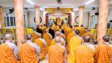 Quang cảnh Lễ tạ pháp khóa An cư kiết hạ Phật lịch 2569 tại trường hạ chùa Khải Nam