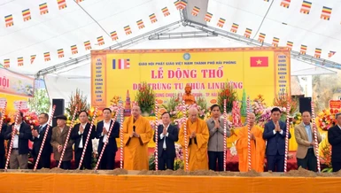 Chính thức động thổ trùng tu ngôi đại hùng bảo điện chùa Linh Ứng (xã Vĩnh Thịnh, TP.Hải Phòng)
