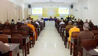 Có 56 thí sinh tham dự kỳ thi tuyển sinh thạc sĩ Phật học khóa IX năm 2025 do Học viện Phật giáo VN tại TP.HCM tổ chức - Ảnh: Bảo Toàn/BGN