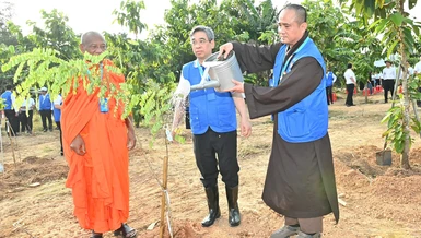 Các đại biểu tham gia hoạt động thực hiện "Vườn cây Đại đoàn kết" - Ảnh: Việt Dũng 