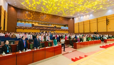 Trọng thể khai mạc Đại hội đại biểu MTTQVN TP.HCM lần thứ I, nhiệm kỳ 2025-2030 tại Trung tâm Hội nghị triển lãm Bình Dương (phường Bình Dương, TPHCM) - Ảnh: BTC