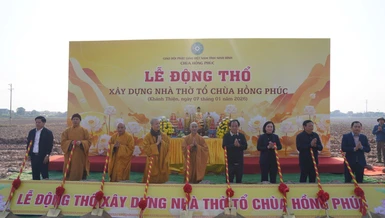 Chính thức động thổ khởi công xây dựng nhà thờ Tổ chùa Hồng Phúc
