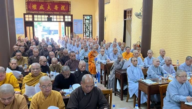 Chư Tăng Ni tham dự phiên họp tại Văn phòng Ban Trị sự GHPGVN tỉnh Quảng Ngãi - chùa Pháp Hóa