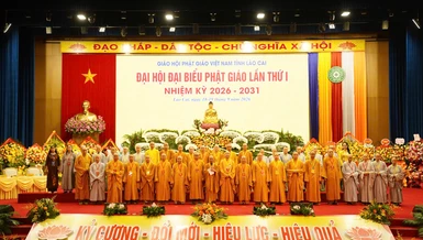 Tân Ban Trị sự GHPGVN tỉnh Lào Cai, nhiệm kỳ 2026-2031 ra mắt đại hội - Ảnh: Phúc Thịnh