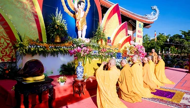 Lễ đài chính của Phật giáo tỉnh Quảng Nam tại Văn phòng Ban Trị sự - chùa Đạo Nguyên