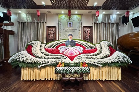 Di ảnh cố Nghệ sĩ Nhân dân Diệp Lang tại lễ đường chùa Tường Nguyên