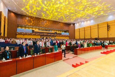 Trọng thể khai mạc Đại hội đại biểu MTTQVN TP.HCM lần thứ I, nhiệm kỳ 2025-2030 tại Trung tâm Hội nghị triển lãm Bình Dương (phường Bình Dương, TPHCM) - Ảnh: BTC