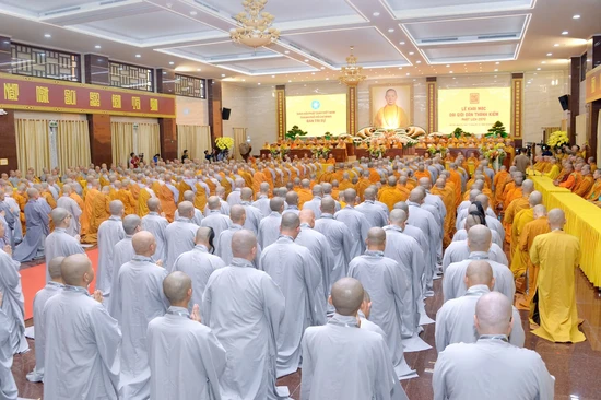 Trang nghiêm khai mạc Đại giới đàn Thanh Kiểm Phật lịch 2570, tại Việt Nam Quốc Tự - Ảnh: Bảo Toàn/BGN