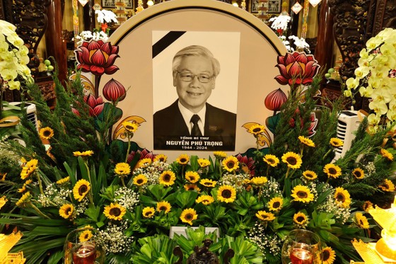 Di ảnh Tổng Bí thư Nguyễn Phú Trọng được thiết lập tại chùa Đại Giác