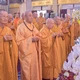 Chư vị giáo phẩm lãnh đạo Trung ương Giáo hội viếng tang Trưởng lão Hòa thượng Thích Giác Tường tại pháp viện Minh Đăng Quang vào sáng 6-5 - Ảnh: Quảng Đạo/BGN