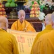 Hòa thượng Thích Lệ Trang và Ban Kiến đàn tác bạch, cung tuyên văn cung thỉnh Đức Pháp chủ GHPGVN chứng minh, làm Tuyên luật sư Đại giới đàn Thanh Kiểm - Ảnh: Tâm Quý/BGN