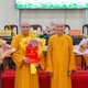 Trưởng lão Hòa thượng Thích Phước Thông trao quyết định chuẩn y nhân sự đến Thượng tọa Trưởng ban Trị sự và nhị vị Thượng tọa Phó Trưởng ban Thường trực Ban Trị sự GHPGVN tỉnh Đồng Tháp