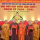 Chư tôn đức thực hiện nghi thức cắt băng khai mạc triển lãm nhân Đại hội đại biểu Phật giáo TP.Cần Thơ, nhiệm kỳ 2026-2031, với thông điệp đoàn kết và hòa hợp - Ảnh: Quảng Đạo/ BGN