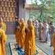 Hòa thượng Thích Lệ Trang cùng chư tôn đức Ban Trị sự GHPGVN TP.HCM dâng hương tưởng niệm Liệt nữ Quách Thị Trang - Ảnh: Nhuận Hạnh