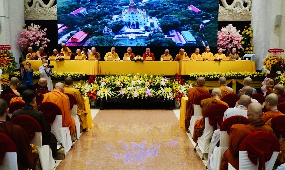 Phiên khai mạc hội thảo diễn ra tại giảng đường tổ đình Bửu Long - Ảnh: Quảng Hậu/BGN