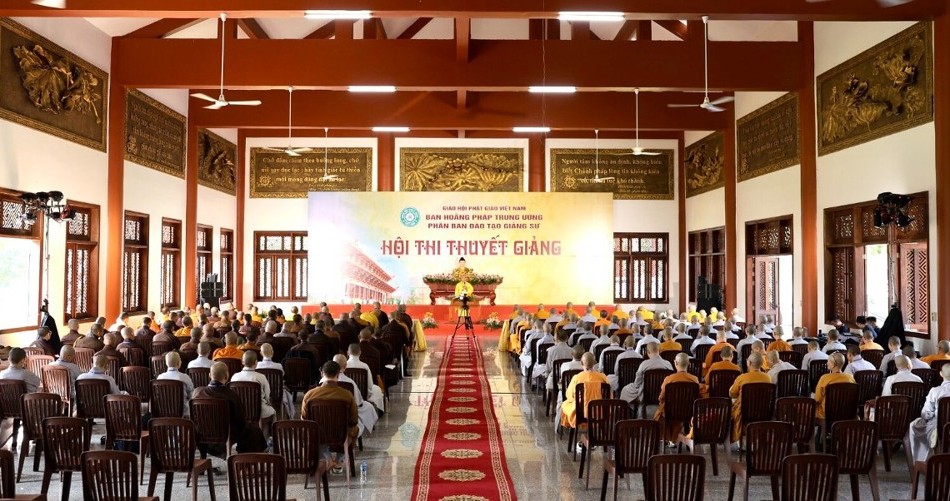 Quang cảnh hội thi thuyết giảng tại chùa Quốc Ân Khải Tường